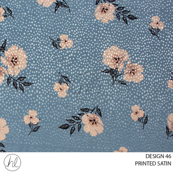 PRINTED SATIN (51) PER M (BABY BLUE) (DESIGN 46) (150CM WIDE)