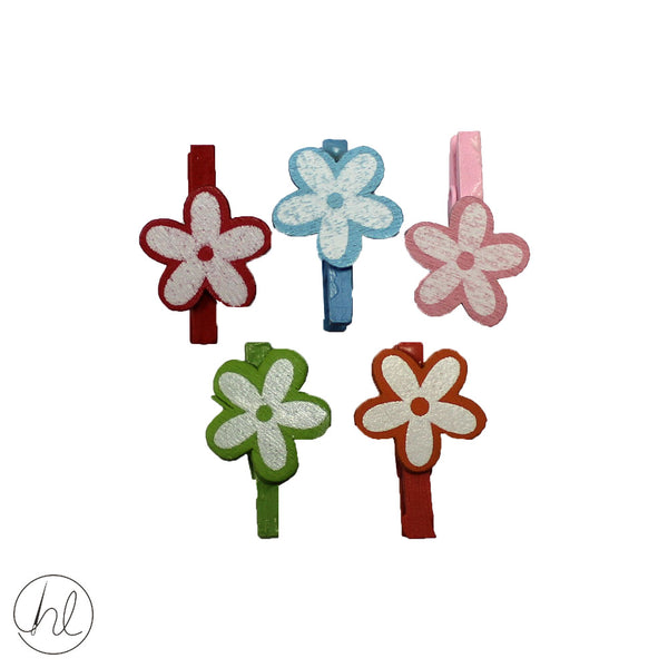 WOODEN EMBELLISHMENT FLOWERS ON PEGS (CB2905)