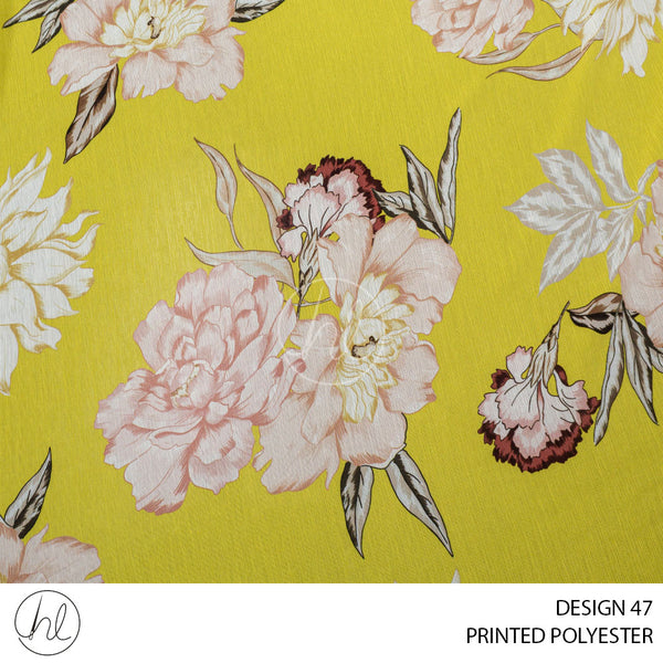 PRINTED POLYESTER SIROPE (PER M) (YELLOW) (DESIGN 47) (150CM WIDE)