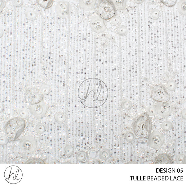 TULLE BEADED LACE (PER M)	(OFF WHITE) (DESIGN 05) (COLLECTION 01)