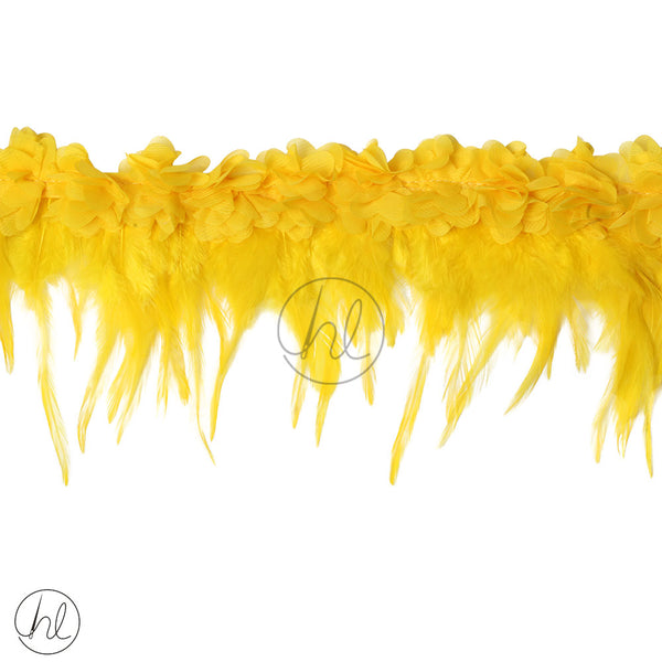 BRAID WITH FEATHERS (BRIGHT YELLOW) PER M