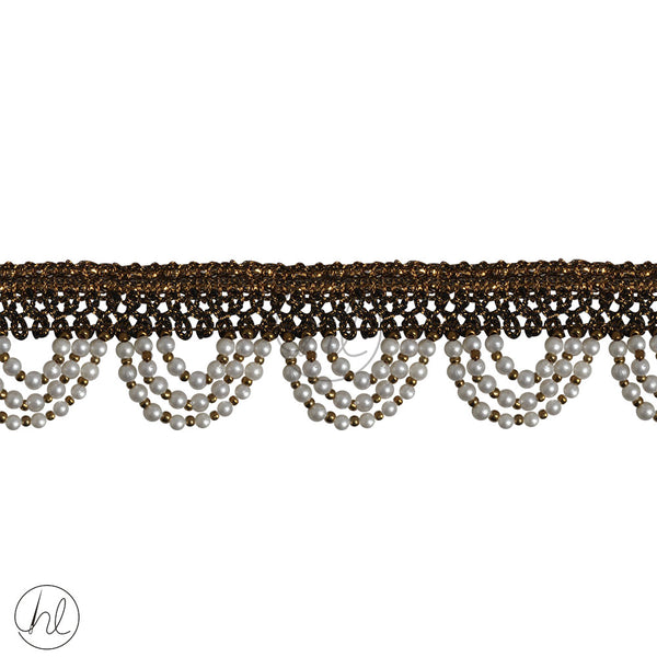 BRAID WITH PEARL BEADS (GOLD) (HB) (35MM) (PER M)