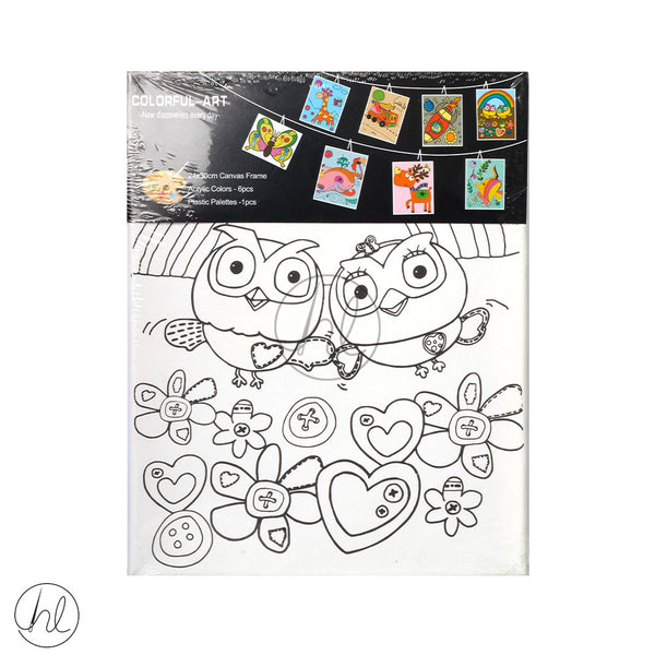 CANVAS BOARD WITH PICTURE (OWLS) (24CM X 30CM)