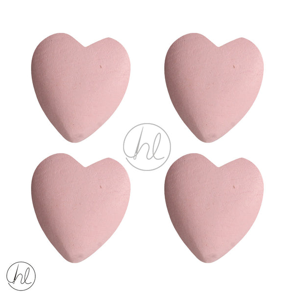 WOODEN BEADS HEARTS (4 P/PACK)(25X20)(BABY PINK)