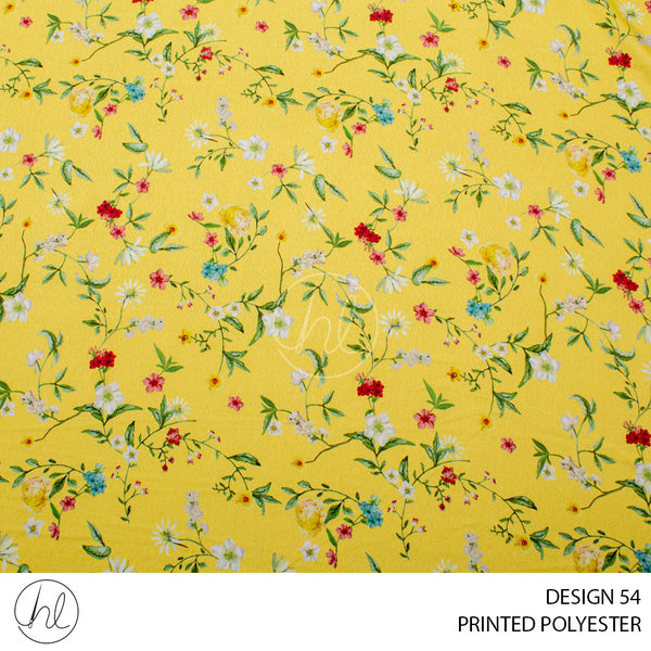 PRINTED POLYESTER CAPRICE (PER M) (YELLOW) (DESIGN 54) (150CM WIDE)