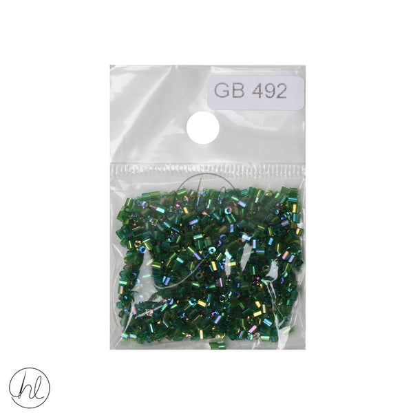 GLASS BEADS SML TUBE (IRIDESCENT GREEN) (GB492)