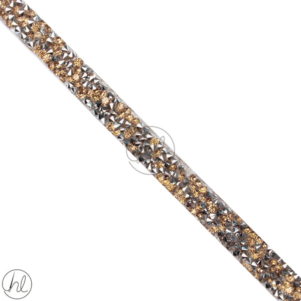 DIAMANTE BRAID GOLD AND SILVER  IRON ON (10MM) P/METER