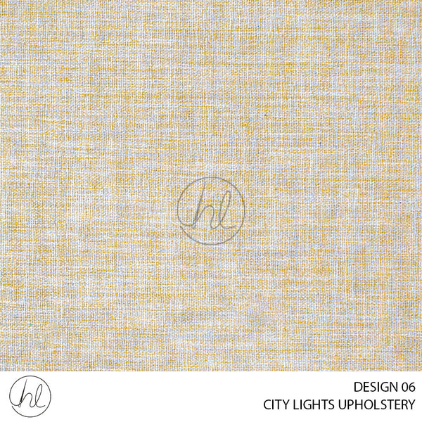 CITY LIGHTS UPHOLSTERY (DESIGN 06) YELLOW (140CM) PER M (BUY 20M OR MORE AT R79.99 P/M)