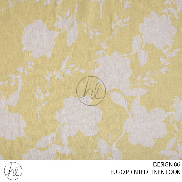 EURO PRINTED LINEN LOOK (YELLOW)	(DESIGN 06) (150CM WIDE)