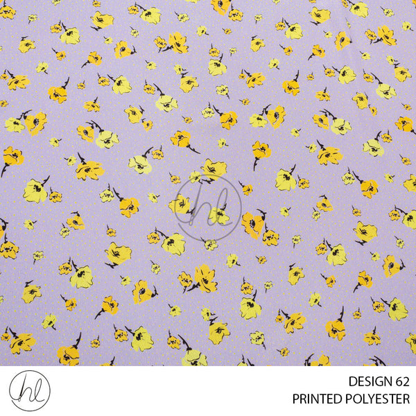 PRINTED POLYESTER STELLE (PER M) (LILAC) (DESIGN 62) (150CM WIDE)