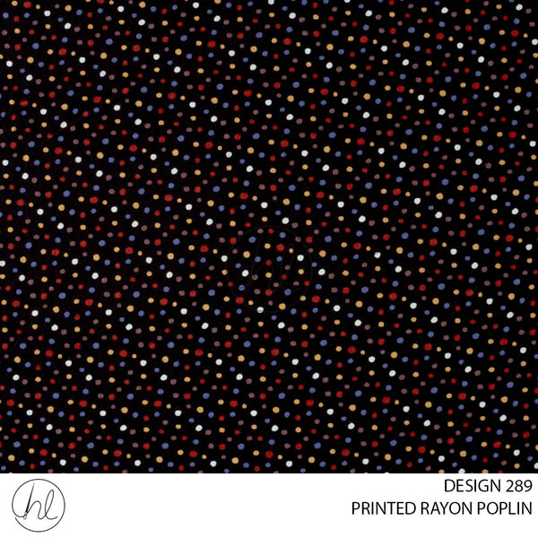 RAYON POPLIN PRINT (51) PER M (BLACK) (DESIGN 289) (150CM WIDE)
