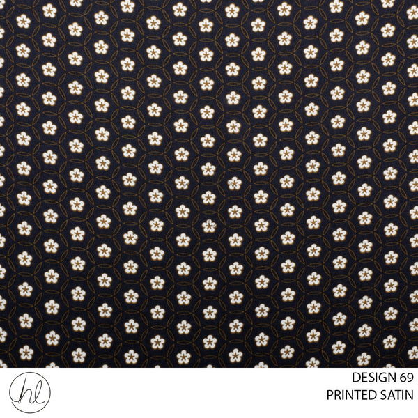 PRINTED SATIN (51) PER M (BLACK) (DESIGN 69)	(150CM WIDE)