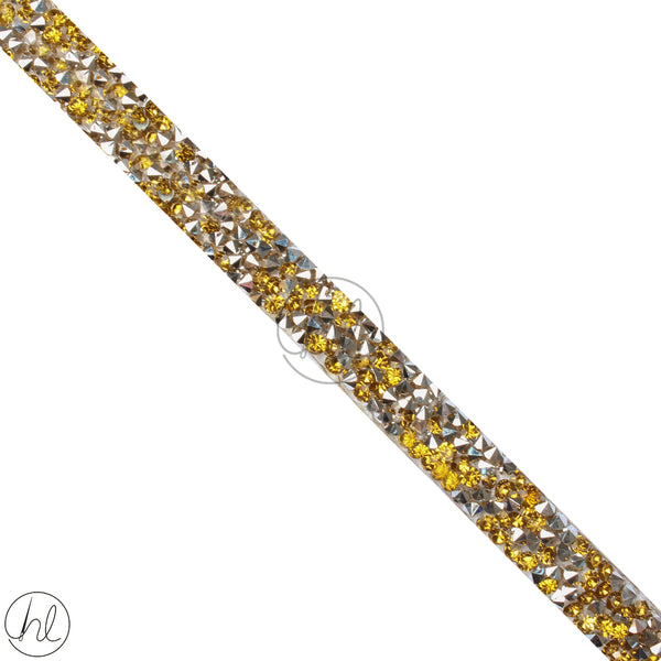 DIAMANTE BRAID YELLOW AND SILVER  IRON ON (10MM) P/METER