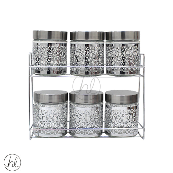 6 PIECE GLASS CANISTER WITH RACK (RHW9397)