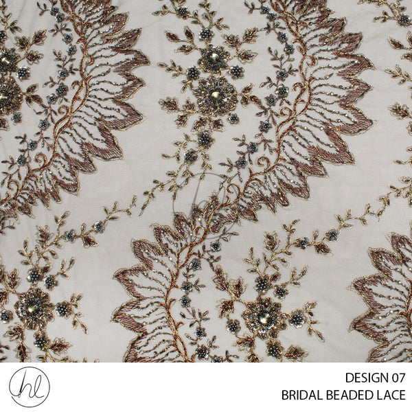 BRIDAL BEADED LACE (477) (PER M) (DESIGN 07) (BROWN) (COLLECTION 07)