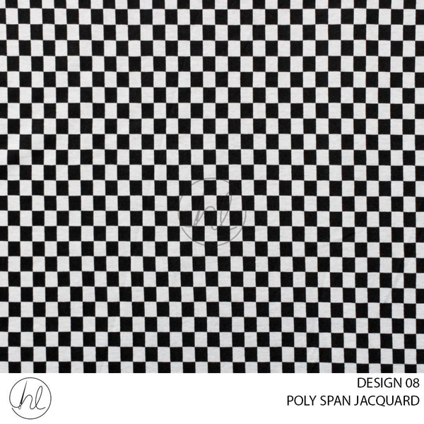 POLY SPAN JACQUARD (51) (PER M) (DESIGN 08)	(BLACK AND WHITE) (150CM WIDE)