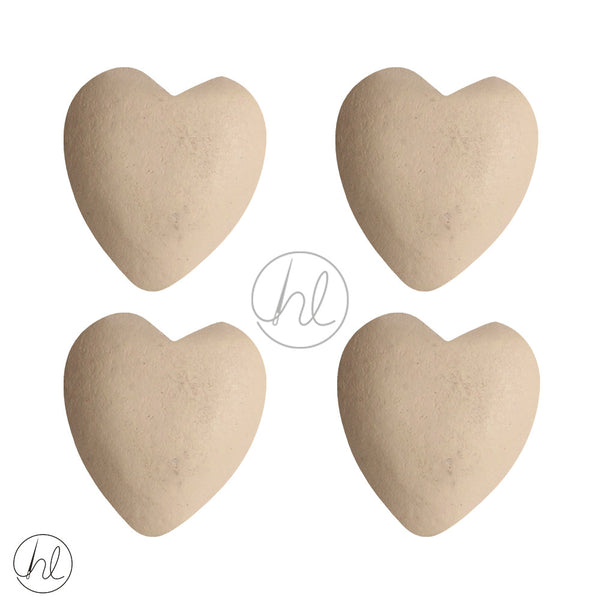 WOODEN BEADS HEARTS (4 P/PACK)(25X20)(BISQUE)