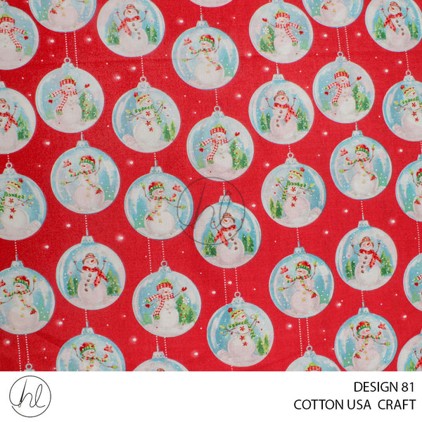 COTTON USA CRAFTS (PER M) (RED) (DESIGN 81) (112CM WIDE)