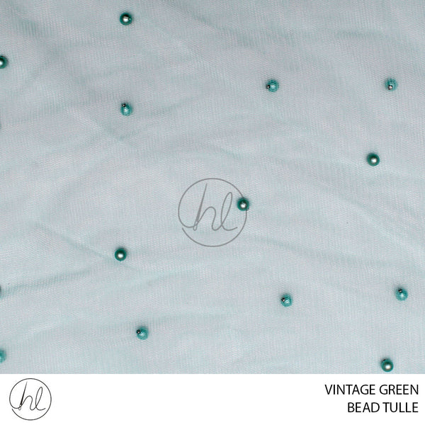BEAD TULLE (PER M) (VINTAGE GREEN) (150CM WIDE)