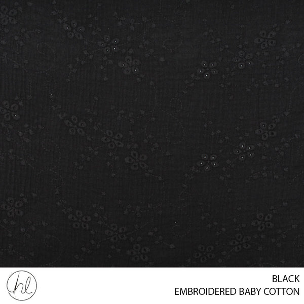 BABY COTTON EMBROIDERED (PER M)   (BLACK) (150CM WIDE)