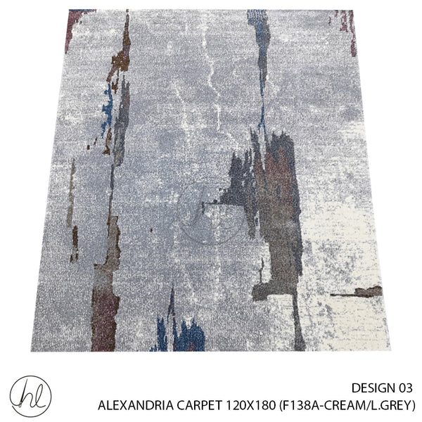 ALEXANDRIA CARPET (100% POLYPROPYLENE YARN) (120X180) (DESIGN 03) (CREAM/L.GREY)
