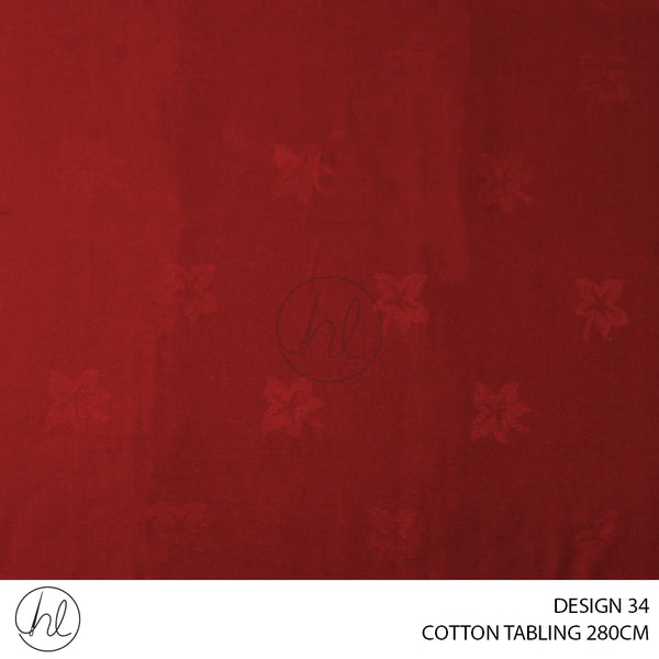 COTTON TABLING (DESIGN 34) (280CM) (PER M) RED