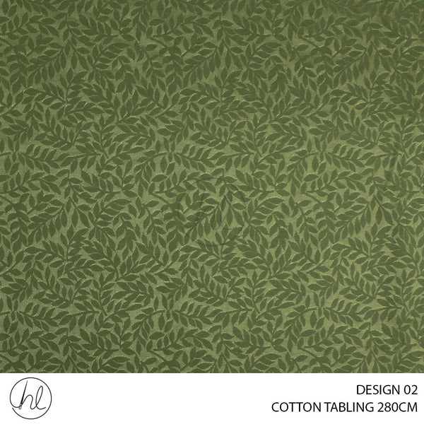 COTTON TABLING (DESIGN 02) (280CM) (PER M) SAGE GREEN