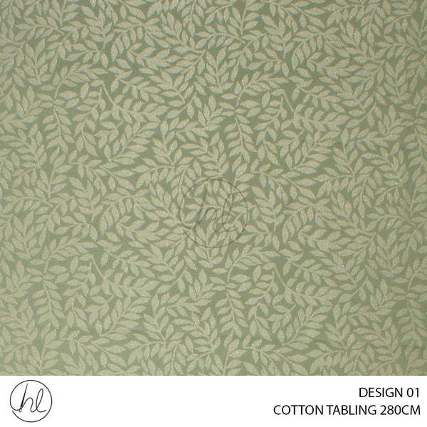 COTTON TABLING (DESIGN 01) (280CM) (PER M) LIGHT GREEN