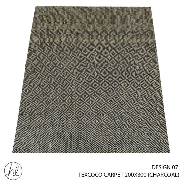 JUTE TEXCOCO CARPET 200X300 (DESIGN 07) (CHARCOAL)