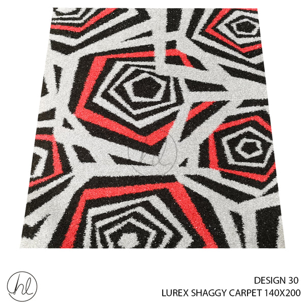 LUREX SHAGGY CARPET (140X200) (DESIGN 30) RED/BLACK