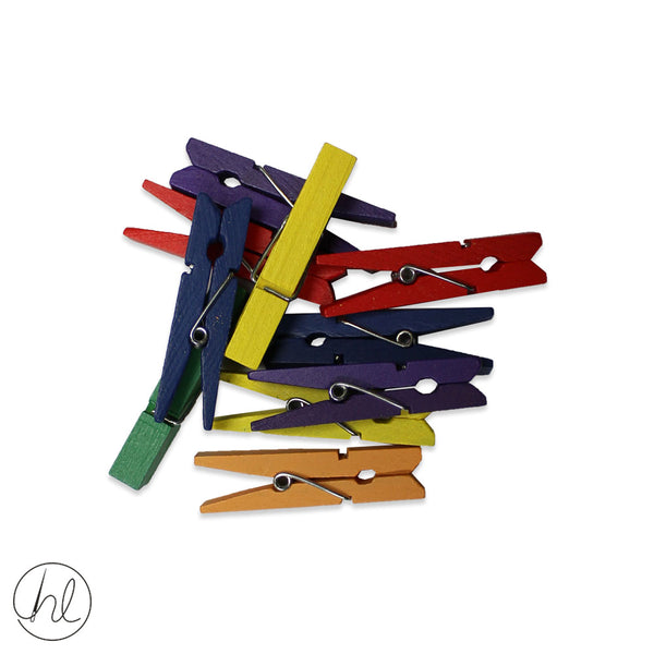10 WOODEN PRIMARY COLOUR PEGS (CB3807)