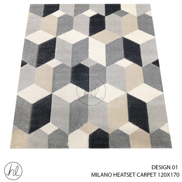 MILANO HEATSET CARPET (120X170) (DESIGN 01) GREY