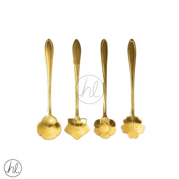 4 PIECE CAKE SPOON AND FORK SET (JY-01) (GOLD)