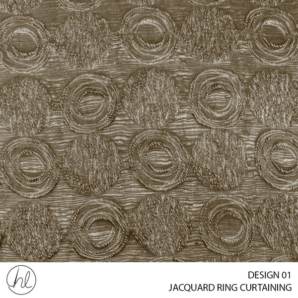 JACQUARD RING CURTAINING (DESIGN 01) (280CM) (PER M) (GOLD)