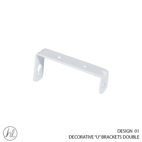 DECORATIVE "U" BRACKET DOUBLE (DESIGN 01) (87MM) (WHITE STEEL)