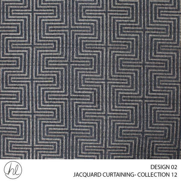 JACQUARD CURTAINING (COLLECTION TWELVE ) (DESIGN 02) (280CM) (PER M) (BLACK)