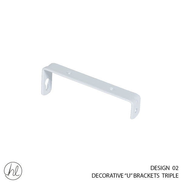 DECORATIVE "U" BRACKET TRIPLE (DESIGN 02) (144 MM) (WHITE STEEL)