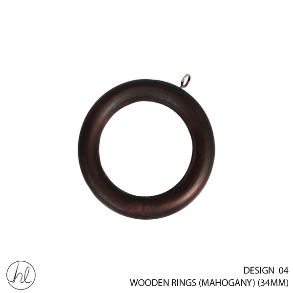 WOODEN RINGS (DESIGN 04) (34 MM) (10 PER PACK) (BROWN)