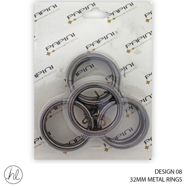 METAL RINGS (DESIGN 08) (10 PER PACK) (32MM) (NICKEL)