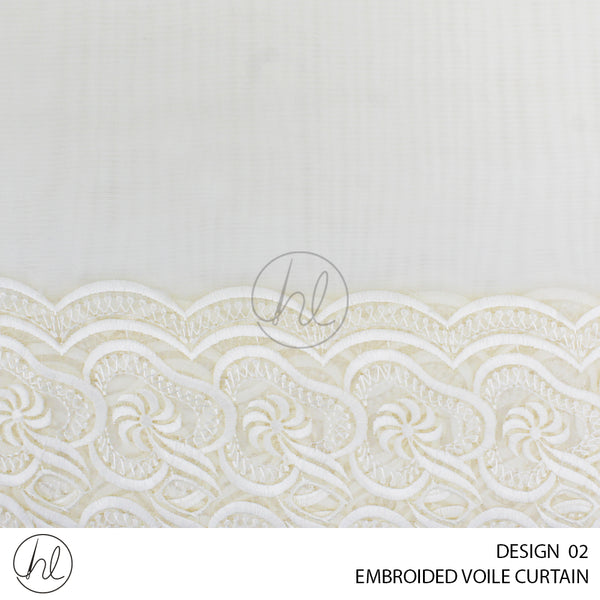 EMBROIDED VOILE READY-MADE CURTAIN (CREAM) (500X218) (DESIGN 03)