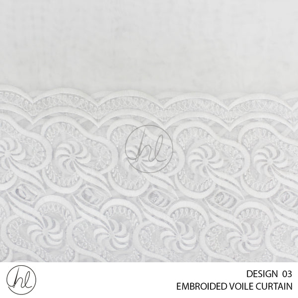 EMBROIDED VOILE READY-MADE CURTAIN (WHITE) (500X218) (DESIGN 03)