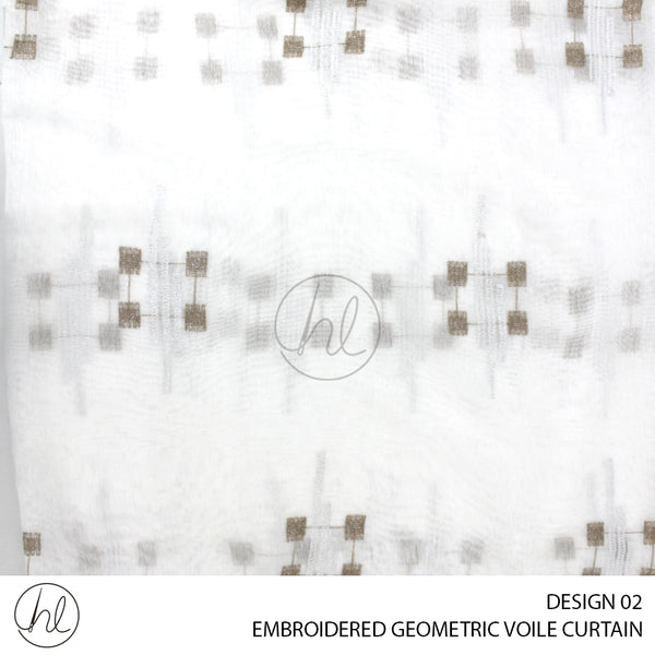 EMBROIDERED GEOMETRIC VOILE READY-MADE CURTAIN (500X218) (DESIGN 02)