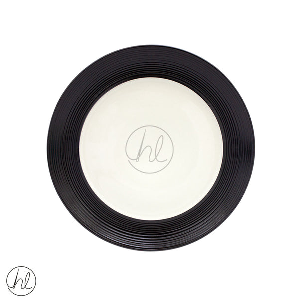JAN FLAT DINNER PLATE (JH-000074) (BLACK & CREAM) (STONEWARE)