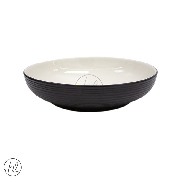 JAN FLAT PASTA BOWL (JH-000077) (BLACK & CREAM) (STONEWARE)