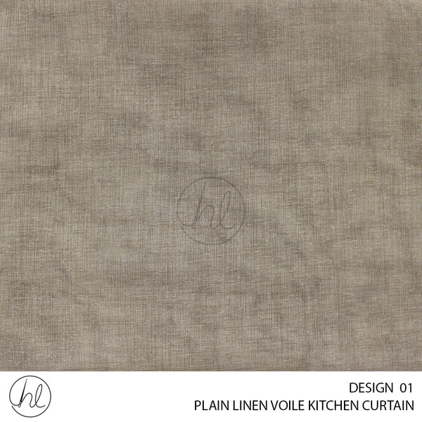 PLAIN LINEN VOILE KITCHEN READY-MADE CURTAIN (250X120) (TAUPE) (DESIGN 01)