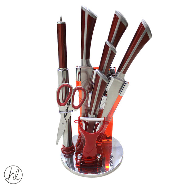 TOTALLY HOME 9 PIECE KNIFE SET(RED)