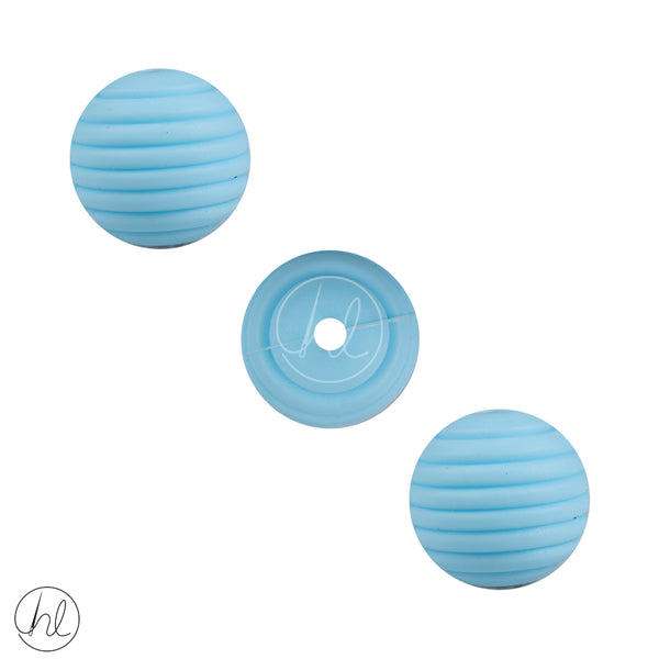SILICONE BEAD BLUE BALL 3 PER PACK
