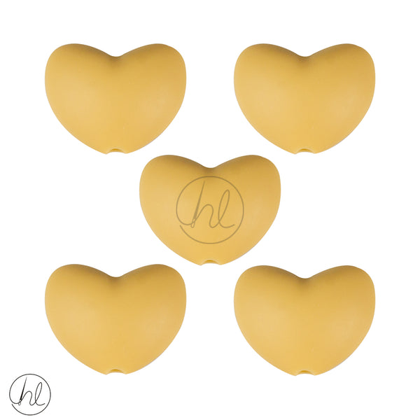 SILICONE BEAD HEARTS CAMEL 5 PER PACK