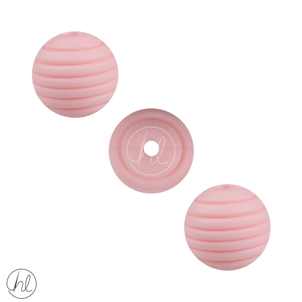 SILICONE BEAD LIGHT PINK BALL 3 PER PACK
