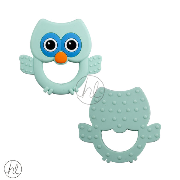 SILICONE BEADS OWL PASTEL GREEN EACH